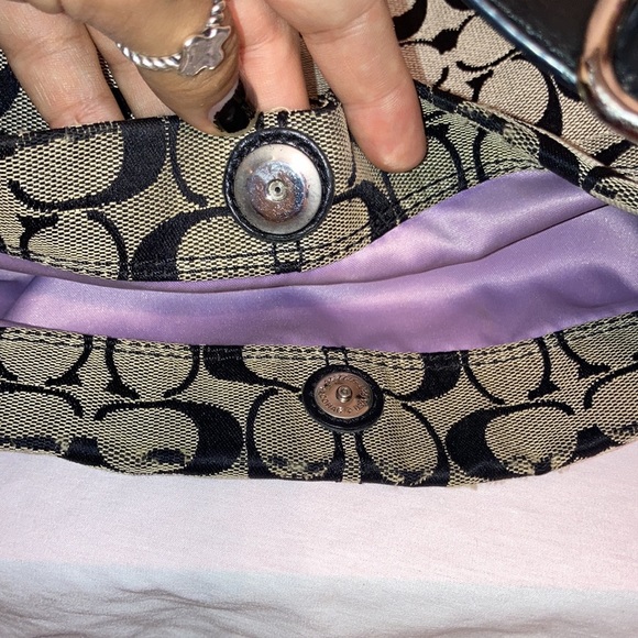 Classic Black Coach Signature C handbag • approx 12” x 14” - Picture 8 of 12